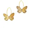 Brincos de Borboleta Dourados da Moda Europeia e Americana para Mulheres, Brincos Elegantes Simples e Versáteis, Brincos com Design Personalizado para Exportação