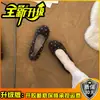 Bailarinas de Terciopelo con Moño de Lunares Franceses para Mujer 2026 Corte Bajo Slip-on Persona Perezosa Versátil Superficie Suave Peludas Zapatos Individuales