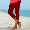 Amazon Transfronteiriça 2025 Novas Calças Leggings Elásticas Patchwork de Renda Vazadas Curtas Calças Casuais Slim Femininas