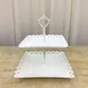 Plato de Frutas de Tres Niveles Plástico Estilo Europeo Pequeño Sala de Estar Hogareño Plato de Exhibición de Dulces y Bocadillos Bandeja para Pasteles Estante para Bocadillos Otros