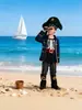 Disfraz infantil de capitán pirata calavera para Halloween, atuendo de cosplay de pirata caribeño para niños, disfraz de fiesta, directo de fábrica