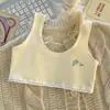 Roupa íntima infantil de algodão puro para período de desenvolvimento, regatas para meninas de 10-12 anos, camisola fina com bojo