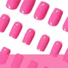 Item popular de comércio exterior: Conjunto de unhas de moda com 24 peças em estilo doce e cool de "hot girl", cor de pitaya dopamina, unhas postiças retangulares, atacado