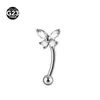1.2mm x 11 F136 Titânio Zircon Borboleta Orelha Prego Parafuso Bola Brinco Sobrancelha Prego Sobrancelha Piercing Jóias