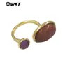 Wt-R588 Anillo Abierto Geométrico Pequeño Ovalado Redondo Suave de Piedra Natural Gema con Baño de Oro de 18K Clásico y Elegante