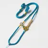 Cordão para Pingente de Oito Fios Totalmente Trançado à Mão, Corda de Colar com Pingente de Jade de Alta Qualidade, Corda Trançada com Bússola de Oito Tesouros em Ouro Fivela de Segurança