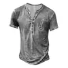 Série de Camisetas Masculinas de Verão Novas 7 Botões Europeias e Americanas Transfronteiriças Impressão 3D Casual Esportiva Manga Curta Pulôver Camiseta