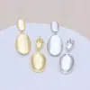 Pendientes de Plata de Ley S925 con Pasador Europeo y Americano, Pendientes de Lujo Modernos, Sencillos y Accesibles, Pendientes Ovalados Brillantes de Color Dorado Real que Conserva el Color para Mujer