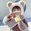 Gorro con Bufanda Integrada de Dibujos Animados para Niños, Protección para los Oídos, para Niños y Niñas, Felpa Gruesa Caliente, Cortavientos, Peluche, Gorro para Bebé