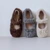 Ropa de Abrigo Forrada de Polar 2025 Estilo Zapatos de Algodón Otoño e Invierno Zapatos Tipo Frijol Suela Suave Zapatos Peludos Hada Antideslizantes Zapatos Mary Jane Cálidos