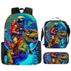 Mochila Tyrannosaurus Rex Impresión 3D Set de Tres Piezas para Niños Bolsa de Doble Hombro Reductora de Carga Set de Lonchera y Estuche para Lápices Protección de la Columna Reducción de Carga