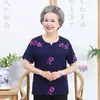 Top de manga curta de verão da vovó Roupas de verão femininas de meia-idade e idosas Camiseta da mãe da senhora de 60 anos de idade e 70 anos
