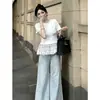 Camiseta Modal de Manga Curta para Mulheres, Atacado de Fabricante, Verão, Tamanho Grande, Caimento Solto, Barra com Acabamento em Renda, Camada Base