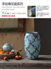 Novo Estilo Chinês de Alta Qualidade Azul com Flores Pintadas à Mão Vaso Vintage Cerâmica Criativa para Arranjo de Flores Decorações de Entrada de Sala de Estar Enfeites