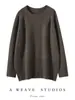 Suéter holgado de punto de cachemir de moda, versátil, color liso, cuello redondo, estilo perezoso, talla grande para mujer, nuevo estilo Otoño e Invierno 2026