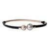 Cinturón de Perlas Talla Pequeña para Mujer Longitud Ajustable Cuero Espejo Incrustado Perla Blanca Cinturón Pequeño con Falda