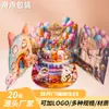 Cartão de Cumprimentos Dobrável para Gato com Porta Dupla Cartão de Cumprimentos para Bolo de Aniversário DIY Cartão de Cumprimentos com Mensagem para Celebração de Aniversário