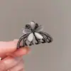 Pinza para el Cabello con Flor de Piedra Ojo de Gato Negro para Mujer, Pinza de Tiburón de Tamaño Mediano para Peinados Semi-Recogidos, Accesorio para el Cabello para Hanfu