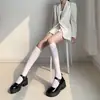 Calcetines Essenciales de Verano para Pantorrilla, Calcetines JK Japoneses para Mujer, Medias Negras Puras de Compresión Adelgazantes hasta la Rodilla, Calcetines de Tubo Alto de Terciopelo