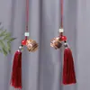 Linterna Hueca de Sándalo Estilo Antiguo con Borla Roja Colgante para Teléfono Móvil, Bola de Saquito, Accesorio Portátil para Hombres y Mujeres