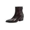 Botas Chelsea Básicas Versáteis Laváveis de Couro de Vaca de Alta Qualidade para o Dia a Dia 2026 Inverno Salto Médio Robusto Bico Fino Botas de Couro Genuíno Femininas