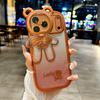 Funda de Teléfono Apple 17Promax con Purpurina Galvanizada iPhone16 Oso de la Suerte con Soporte 15 Correa de Dibujos Animados 14 Funda Suave