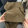 Muy recomendado~ Pantalones plisados de alta gama para mujer en color marrón, importación coreana 2026, pantalones de pierna recta de alta gama