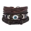 Acessórios de Moda Populares Europeus e Americanos, Conjunto de 3 Peças Personalizado DIY, Tecelagem Manual com Fio de Cera, Pulseira de Olho Simples Criativa em Camadas