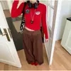 Pantalones casuales plisados de pierna ancha para mujer, color carbón, cintura elástica, corte holgado, pantalones largos, adecuados para el gimnasio y el uso diario, versátiles para dos looks diferentes