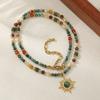 Collar de Pino Africano Vintage para Mujer Estilo Nicho Vacacional Ocho Mangxing Original Acero Titanio con Cuentas Cadena Clavícula Accesorios No se Desvanecen