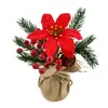 Venta al por mayor de fabricante flores de Pascua, bayas rojas, piñas en maceta, decoración navideña más vendida en Amazon, adornos de flores artificiales