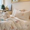 Juego de cuatro piezas de funda de cama de terciopelo de leche de invierno fresco y de alto peso, funda nórdica de terciopelo coral de doble cara engrosada y cálida, ropa de cama