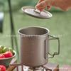 Taza Tetera de Titanio Puro para Camping al Aire Libre con Asa Plegable Taza para Beber de Camping Venta al por Mayor Almacenamiento Taza de Titanio