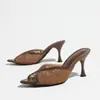 Sandalias de Punta Fina y Boca de Pez con Cordones Cruzados Estilo Europeo y Americano 2026, Mules Cómodos y Elegantes de Tacón Alto para Fiesta y Uso al Aire Libre