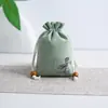 Bolsa Personalizada de Linho Fino de Camada Dupla com Cordão Bolsa de Brocado Armazenamento de Pulseira com Contas de Lótus Fornecimento Atacado