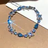 Estrelas sob a Lua! Pulseira Brilhante de Zircônia Flor Gota d'Água Estrela, Pulseira de Luxo Leve de Alta Qualidade, Joia de Mão Estilo Luxuoso para Mulheres