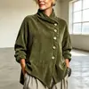 26 Nueva colección transfronteriza europea y americana otoño/invierno: Chaqueta de pana para mujer con corte irregular y holgado, hombros caídos y cierre de botones diagonales, disponible en varios colores para venta al por mayor