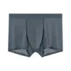 Roupa íntima masculina de verão em nylon e seda gelada, absorvente de umidade, respirável, cor sólida, rede, cintura média, fresca, cueca masculina sem costura