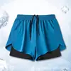 Shorts Esportivos Americanos de Fitness Transfronteiriços Calças de Corrida Masculinas Forro Interno Falso Conjunto Duas Peças Treinamento Anti-Exposição Três Pontos Basquete Casual