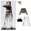 Traje de dança de jazz para meninas, moderno, moderno, moderno, dia de ano novo, roupas infantis, roupa da moda, estampa de leopardo, roupa para apresentação de dança infantil