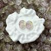 Cuentas de Cristal Ovaladas con Relieve de Rosa, Cuentas de Cristal Iridiscente, Pulsera DIY, Pendientes, Pasador, Accesorios de Cuentas Hechos a Mano