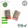 Conector USB Macho Corto con Núcleo de Goma Roja, Enchufe Soldable, Cable de Carga USB Macho de 4 Pines con Placa de Cobre Engrosada