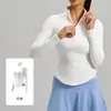 Top de yoga con media cremallera para mujer, de manga larga, alta elasticidad, corte ajustado y adelgazante, adecuado para otoño e invierno como capa interior, para entrenamiento, fitness y como prenda exterior.