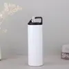 Taza Sublimación Transfronteriza de 20 oz Recta con Popote Termo de Acero Inoxidable 304 con Tapa de Asa para Coche Portátil DIY