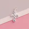 Prata S925 Acessórios para Joias DIY Pingente Cruz Inlaid Zircônia Material com Contas Acessórios para Pulseira Colar