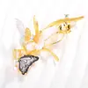 Broche de Mariposa de Nácar Natural con Flores, Broche Vintage de Perla de Agua Dulce Cepillada Estilo Corte, Regalo de Lujo Ligero de Gama Alta