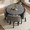 Juego de Mesa Redonda Pequeña Casual para Café con Cuatro Sillas para Recepción de Tienda de Té de Leche, Reuniones en Apartamentos Pequeños y Uso en Oficina