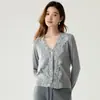 Outono/Inverno Novo Cardigã Feminino Elegante de Cashmere com Renda e Franjas Gola V Camada Base Estilo Versátil Cor Sólida Manga Longa Peça de Sobrepor