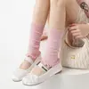 Cubiertas de Calcetines con Volantes Estilo Ballet de Algodón para Mujer, Malla Fina Hueca Transpirable Blanco Leche Adelgazantes para Piernas, Primavera y Verano
