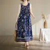 Nuevo vestido largo sin mangas de estilo resort costero con fruncido en la cintura para mujer, talla grande, adelgazante, para mujeres de talla grande, vestido largo con tiras para la playa